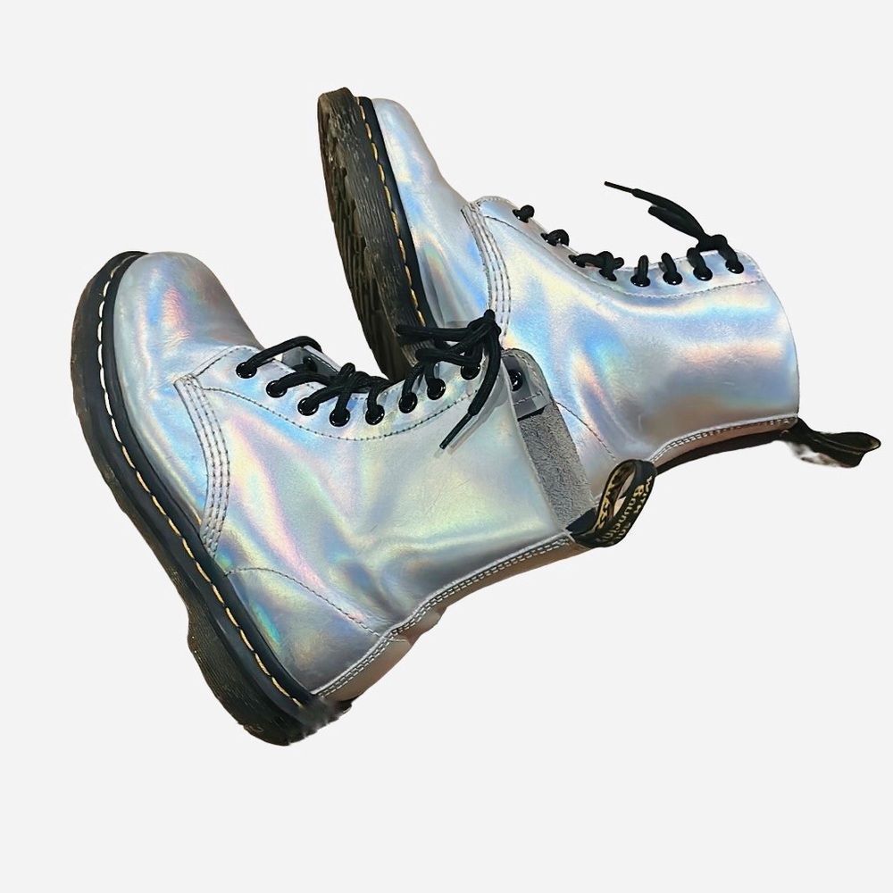 Women’s Dr. Martens holographic lace up boots